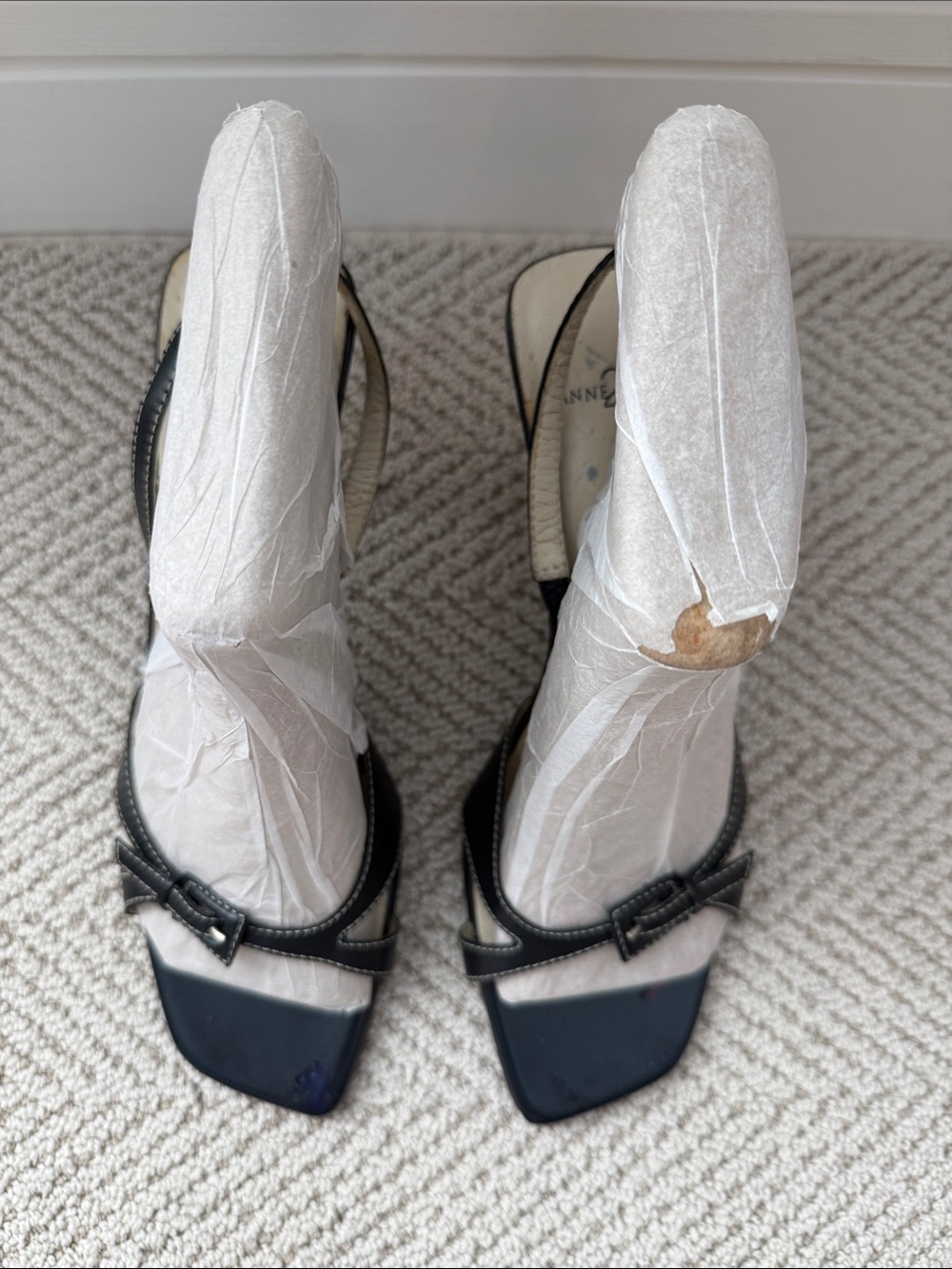 Anne Klein Black Square-Toe Slingback Heels